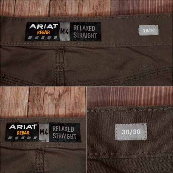 Ariat Mens Size 30X30 Rebar M4 Made Tough Pants  Relaxed Straight Cargo Wren - Picture 9 of 12